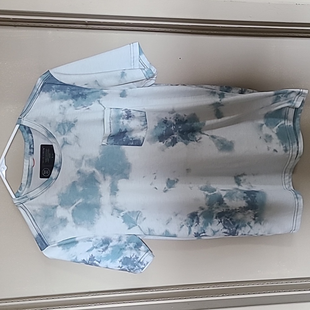 Roark RUN AMOK Mathis Tie-Dye Short Sleeve Shirt Chest Pocket Small Blue